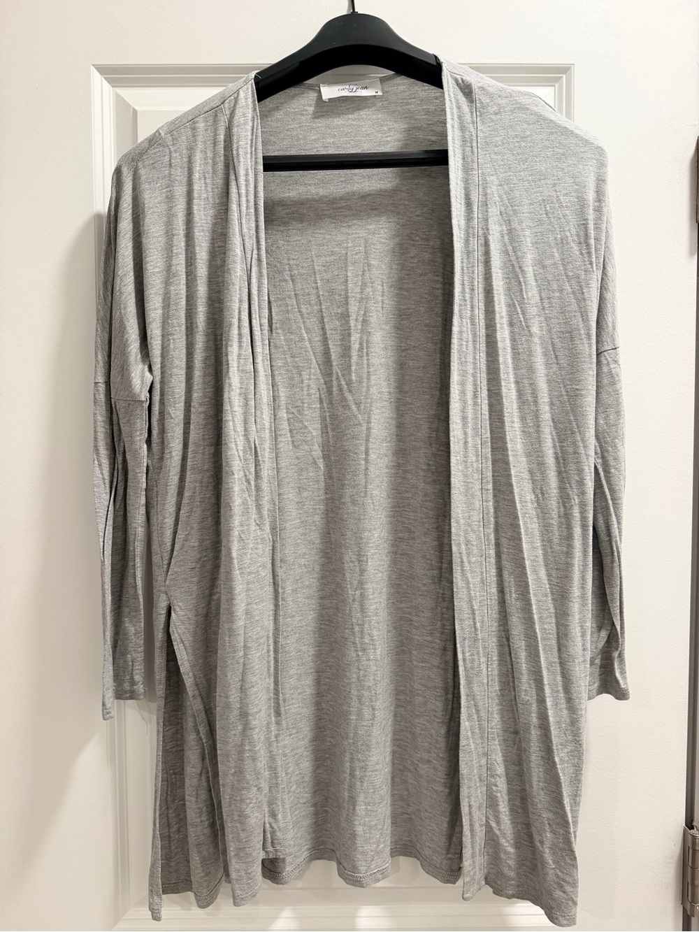 Carly Jean Los Angeles Light Grey Open-Front Cardigan